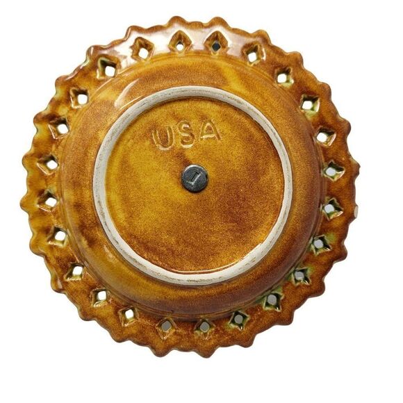 Vintage Mid Century Modern Tidbit Trays Serving Dish Mustard Avocado Top Handle - Picture 3 of 7